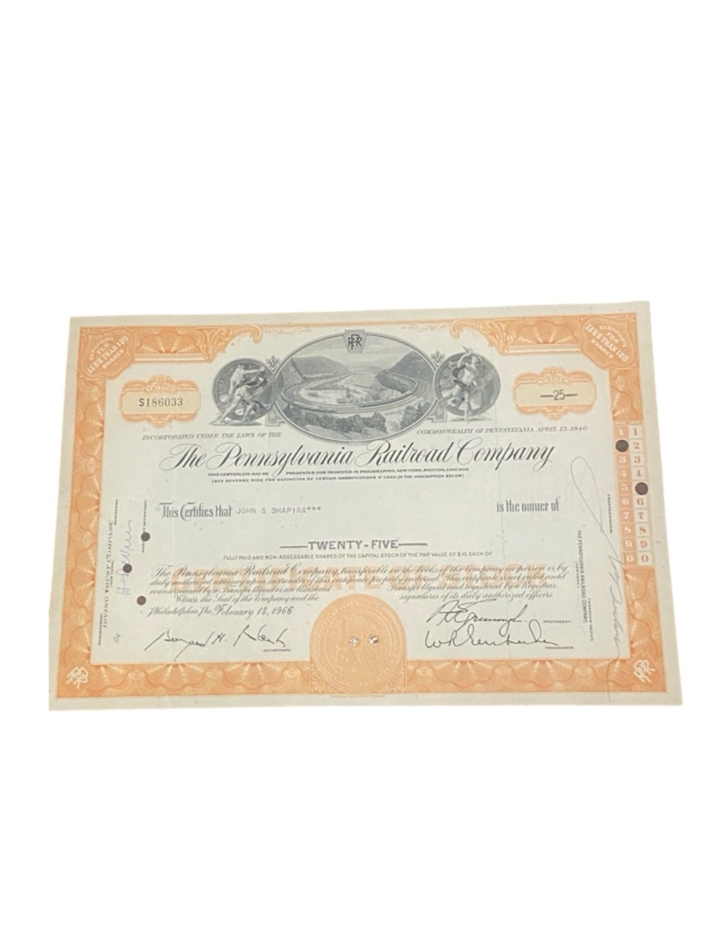Railroad Stock Certificate